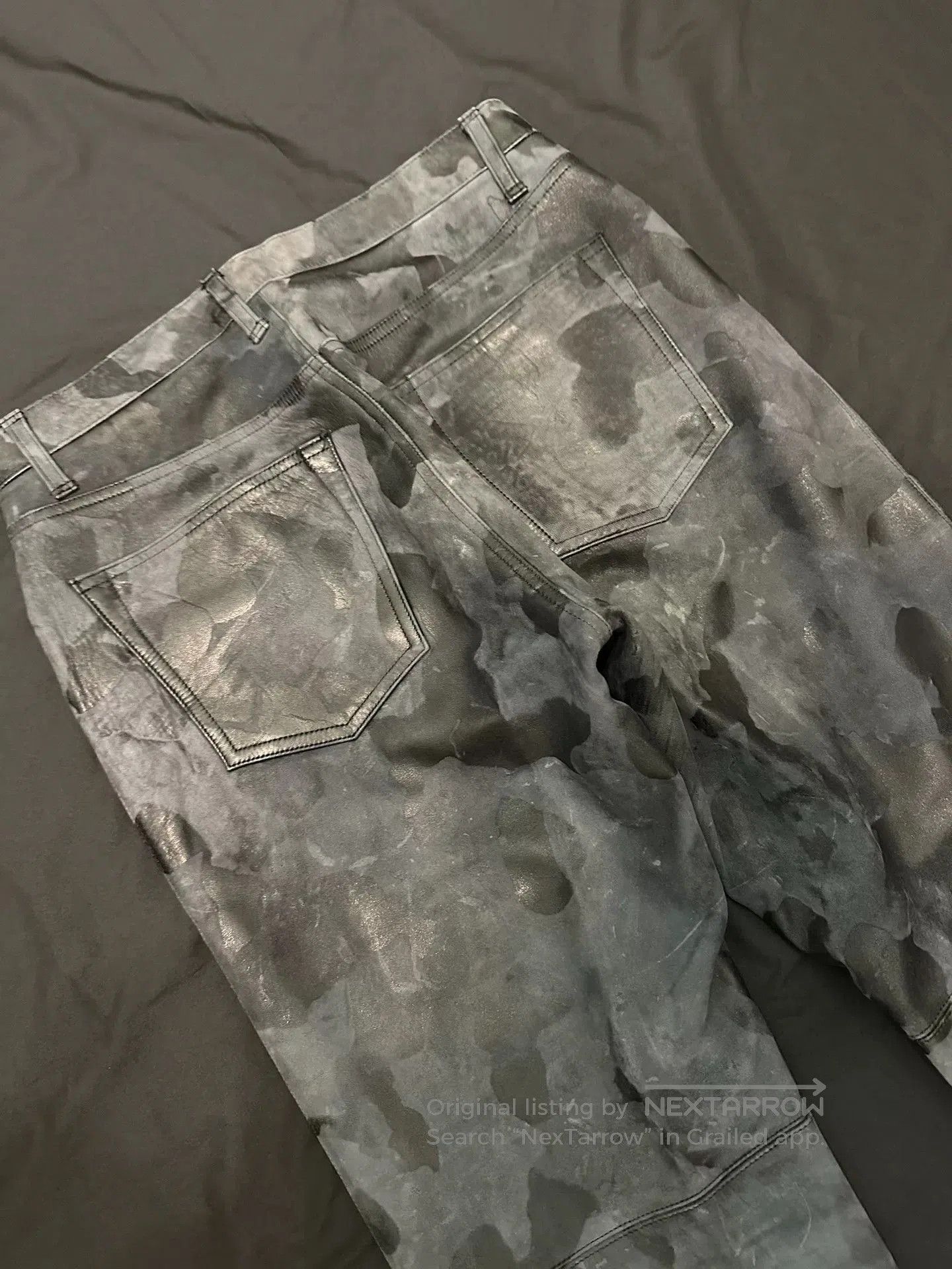Vintage vintage 90s black camouflage leather pants. Size US 30 / EU 46 - 8 Thumbnail