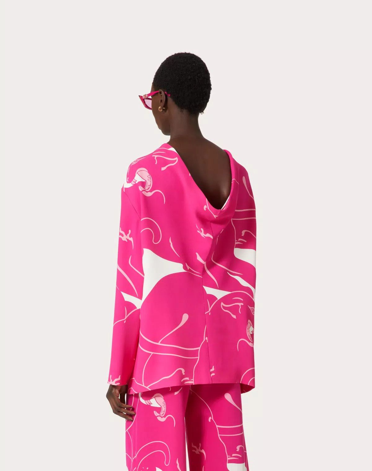 Valentino o1s1wg110625 Cady Panther Top in Pink Size M / US 6-8 / IT 42-44 - 6 Thumbnail