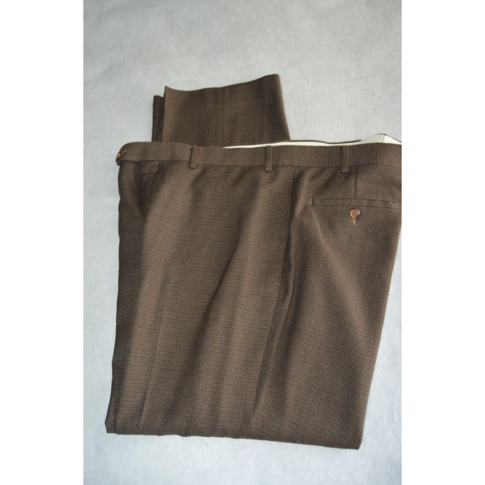 Polo Ralph Lauren Polo Ralph Lauren Mens Dress Pants Brown Plaid Flat Front Polyester 38/30 Size US 38 / EU 54 - 4 Thumbnail