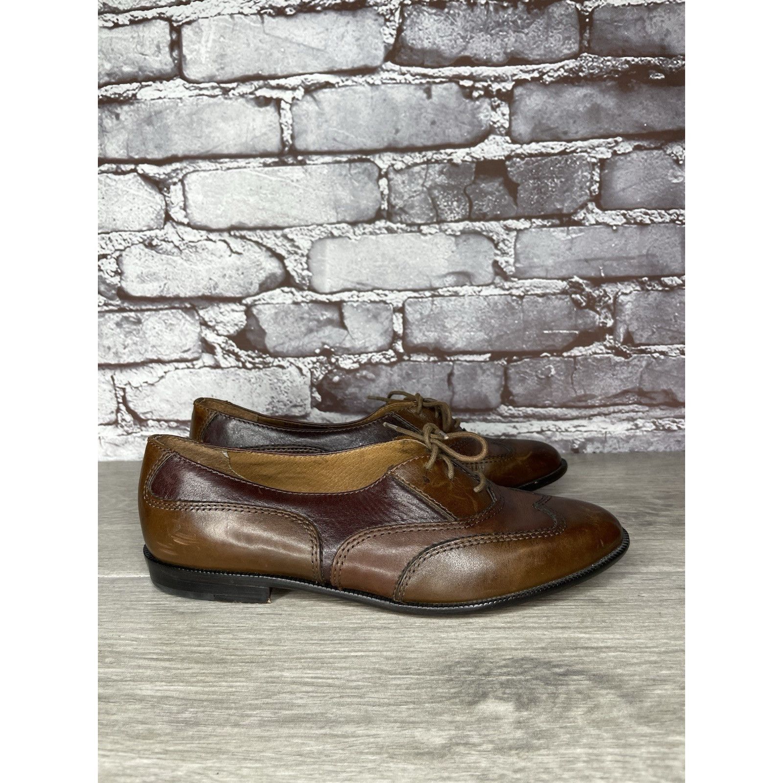 Bass G.H. Bass Tailored Brown Leather Wingtip Lace Oxfords Shoes Size US 7.5 / IT 37.5 - 13 Thumbnail