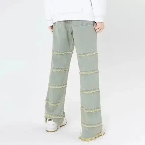 Japanese Brand Grunge frayed tassel blue wash Jeans Size US 33 - 7 Thumbnail