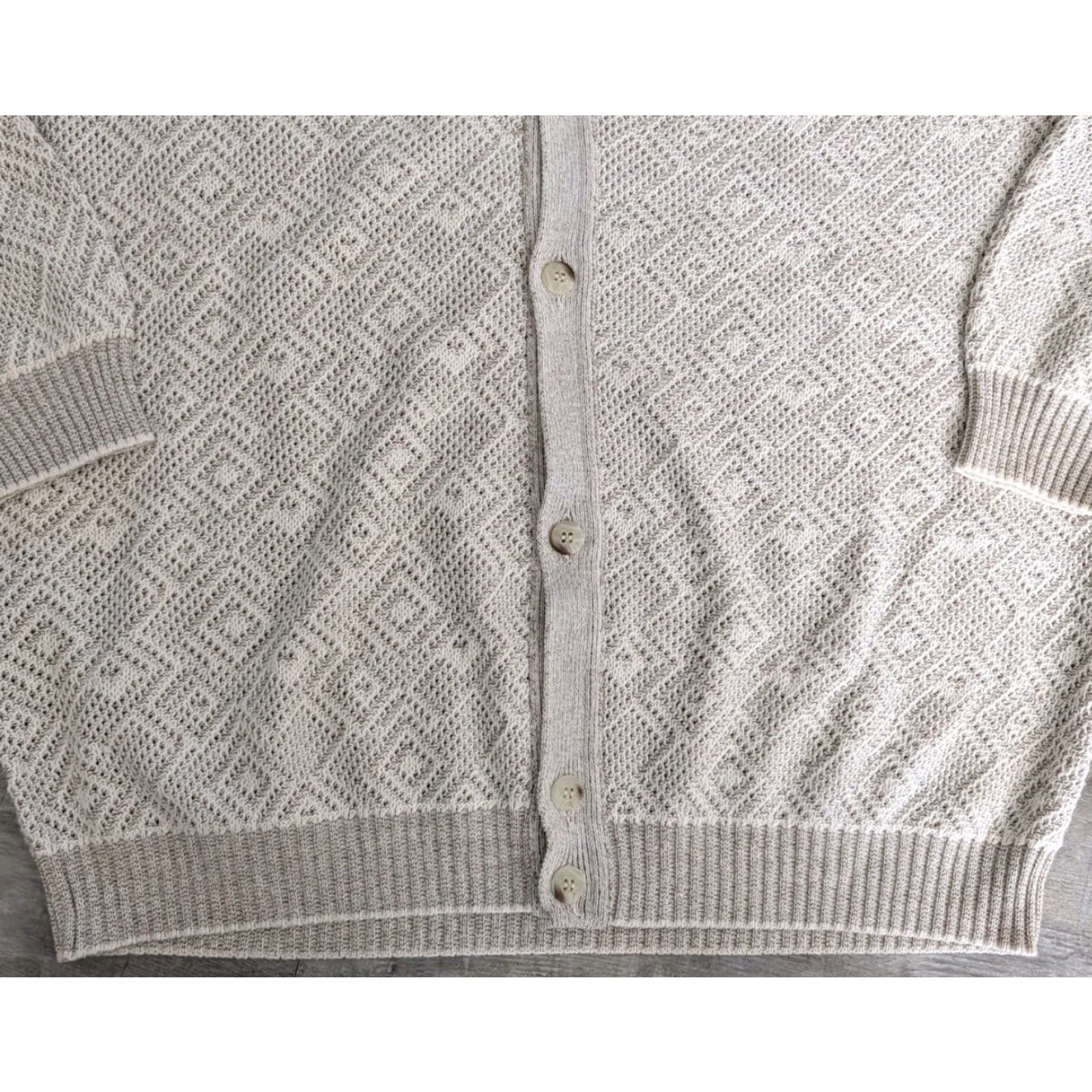 Croft & Barrow VINTAGE Croft Barrow Grandpa Sweater Mens LT Beige Cardigan Cotton Blend Italy Made Size US L / EU 52-54 / 3 - 5 Thumbnail