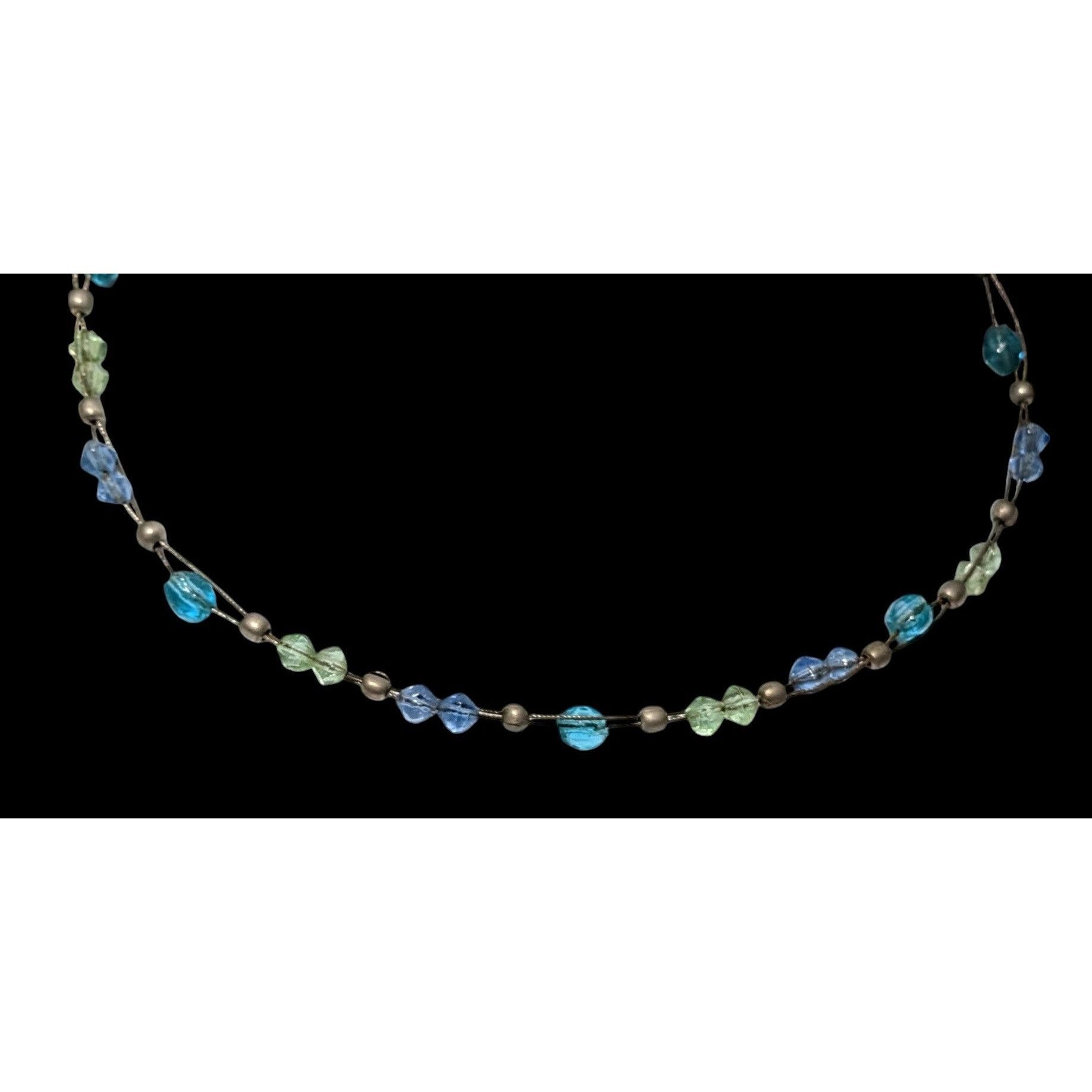 Express Express Blue And Silver Tone Beaded Casual Necklace Size ONE SIZE - 4 Thumbnail