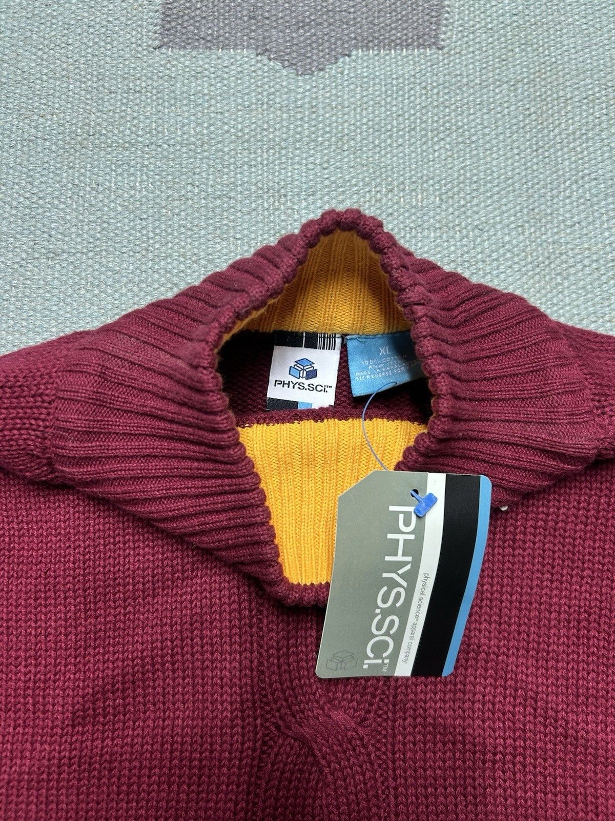 Vintage NEW Vtg cable knit sweater maroon burgundy cotton y2k NWT XL Size US XL / EU 56 / 4 - 3 Thumbnail