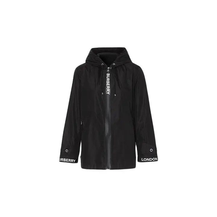 Burberry Burberry Black Logo Drawstring Hooded Jacket 0079 Size S / US 4 / IT 40 - 1 Thumbnail