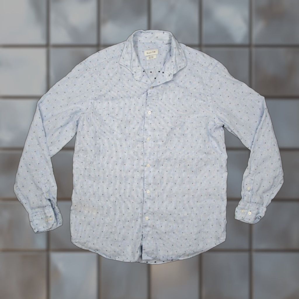 Massimo Dutti Massimo Dutti Shirt Mens Extra Large Blue Linen Button Up Designer Work Size US XL / EU 56 / 4 - 1 Thumbnail