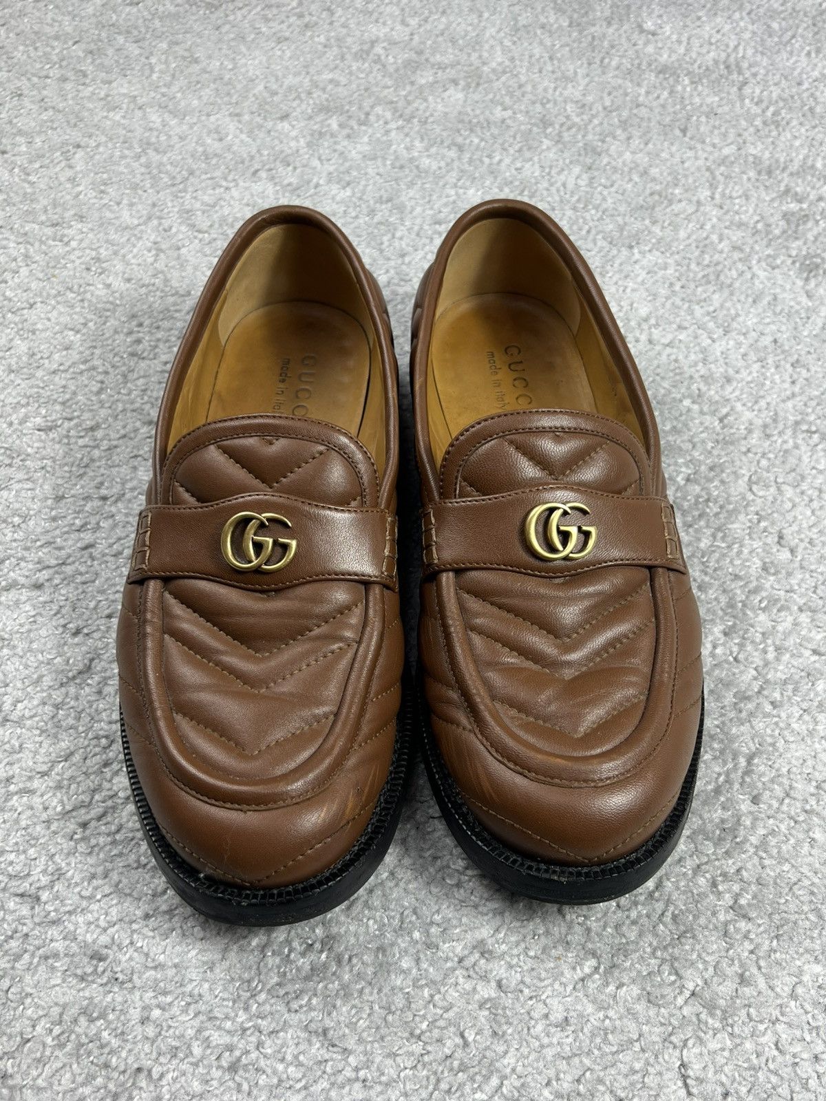Gucci Gucci Brown Quilted Leather Marmont Loafers Size US 7 / EU 40 - 3 Thumbnail