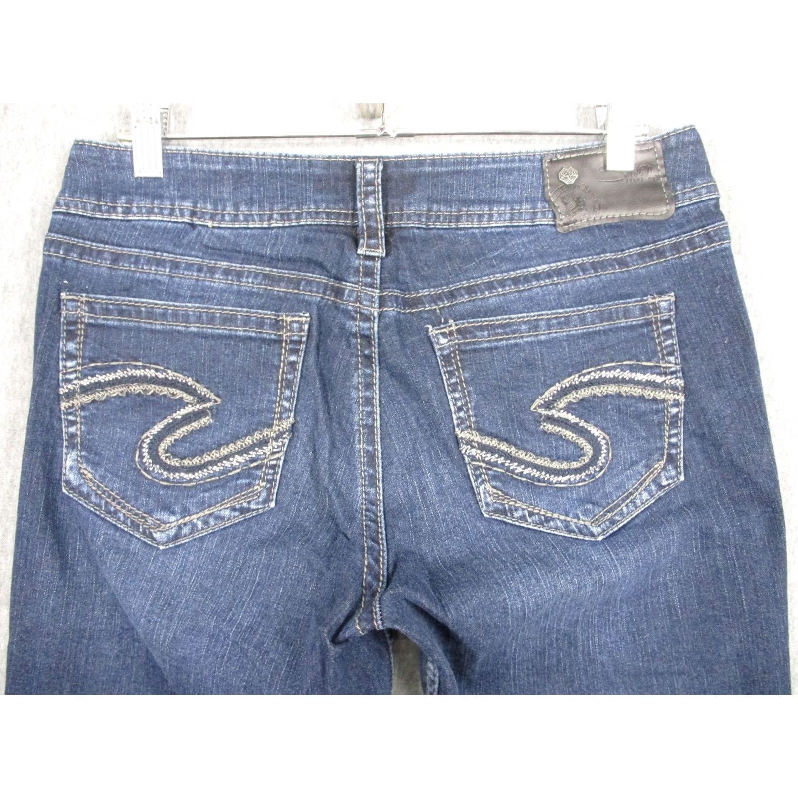 Silver Jeans Co. Silver Jeans Co Womens Suki Mid Flare Jeans Blue Dark Wash Stretch Denim 29x32 Size 29" - 6 Thumbnail