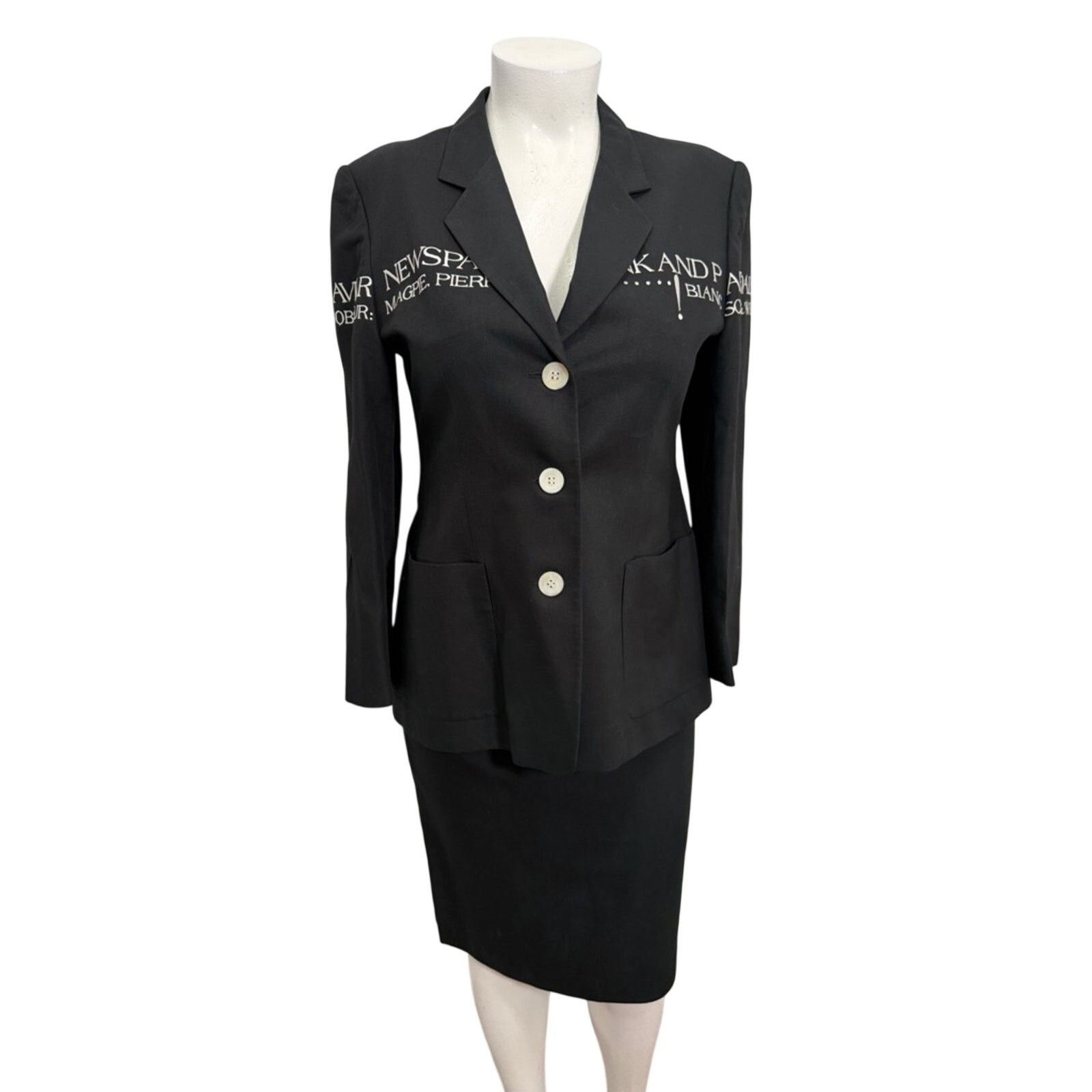 Laurel Laurel Black Blazer Skirt Suit Embroidered Graphic EU 42 Size XL / US 12-14 / IT 48-50 - 1 Thumbnail