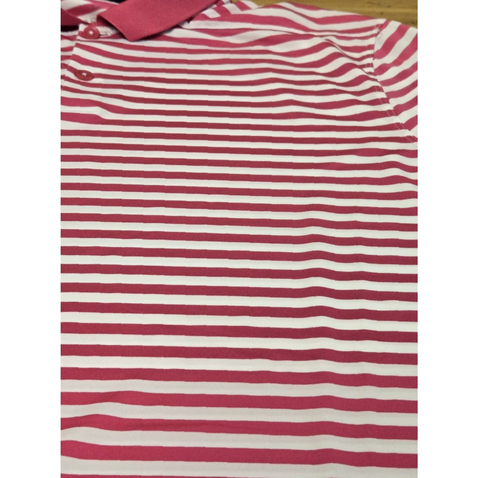 Nike Nike Dri-Fit Polo Shirt Mens M Pink White Striped Athletic Performance Golf Polo Size US M / EU 48-50 / 2 - 2 Thumbnail