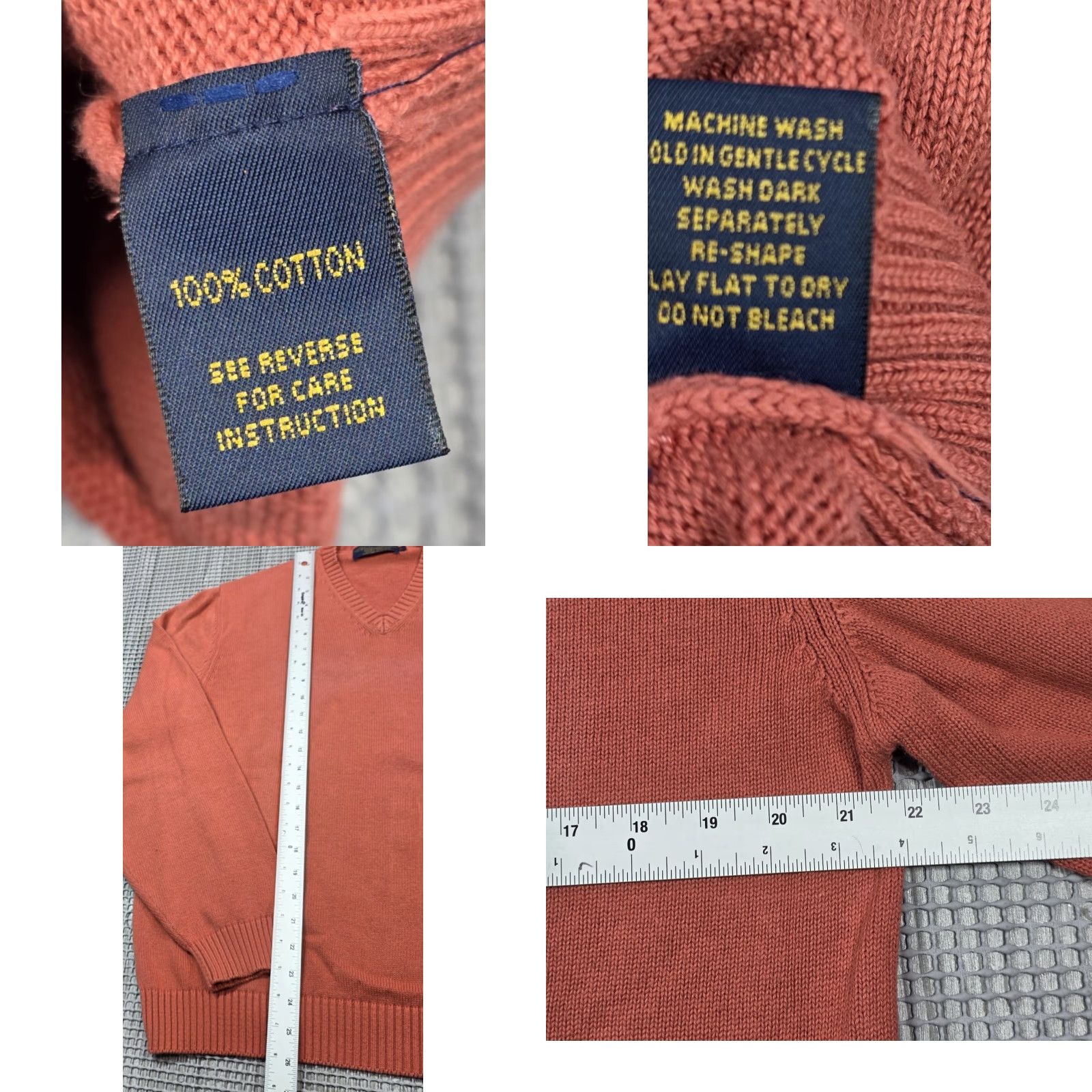 Brooks Brothers VTG Brooks Brothers Peach Cotton V-Neck Knit Long Sleeve Sweater Mens L USA Made Size US L / EU 52-54 / 3 - 8 Thumbnail