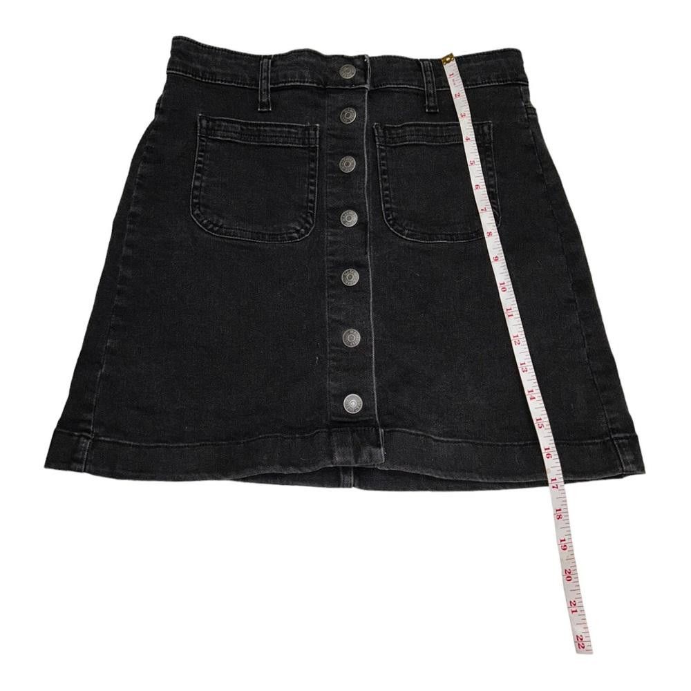 Madewell Madewell l Black Denim Front Button Aline Mini Skirt Size 26 Size 26" / US 2 / IT 38 - 4 Thumbnail