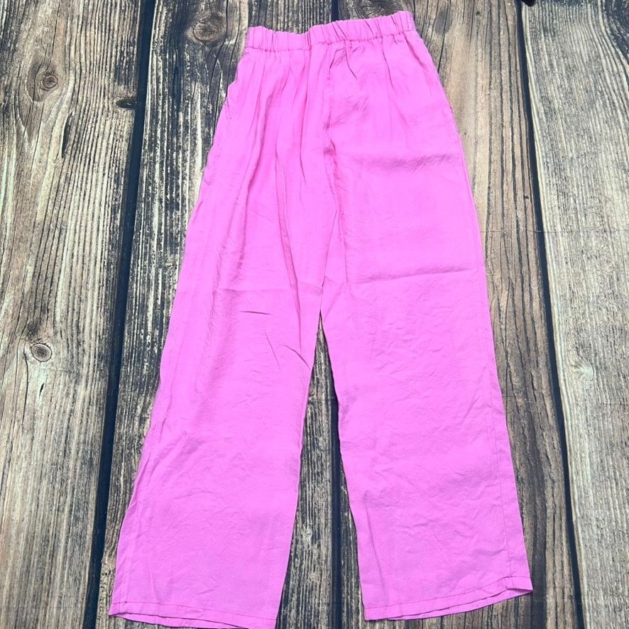 Zara NWT Zara Kid's Pink High Waist Wide Leg Trousers Size 13-14 Size 22" - 4 Thumbnail
