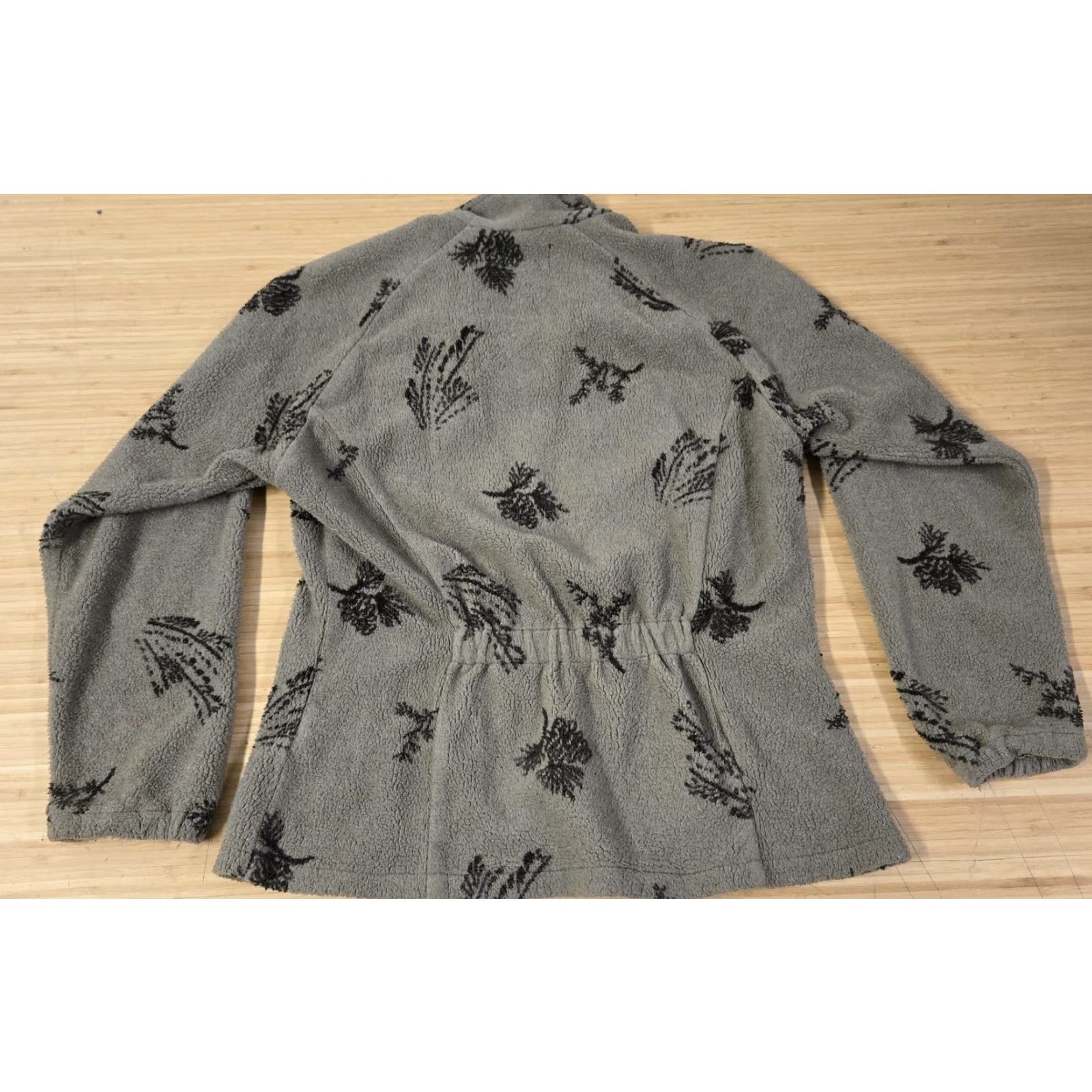 Lands' End VINTAGE Lands' End Jacket Womens M Gray Floral Fleece Full Zip Stand Collar Pockets Zipper 90s Pinecone Nature Outdoor Casual Travel Made in USA Size M / US 6-8 / IT 42-44 - 5 Thumbnail