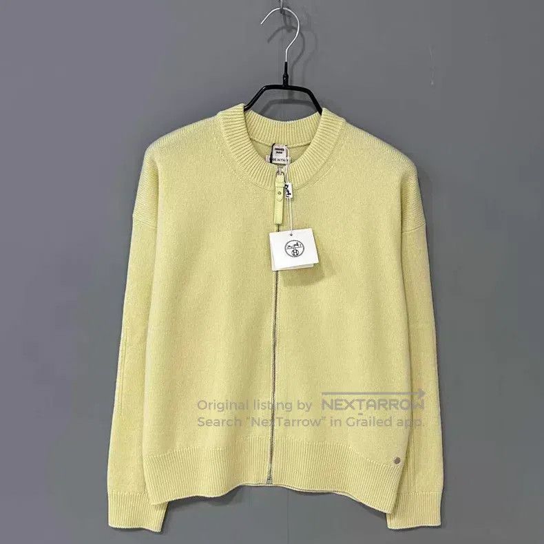 Hermes Hermes Egg Yellow Pure Cashmere Zip-Up Jacket Size XS / US 0-2 / IT 36-38 - 1 Thumbnail