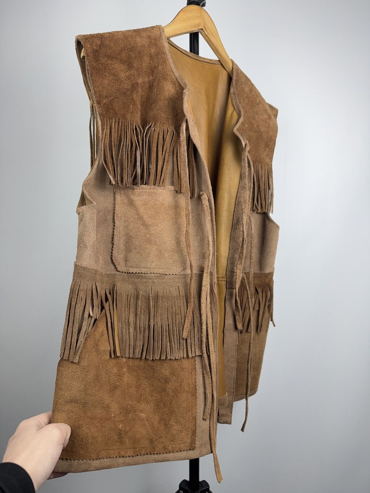 Genuine Leather Vintage Cowboy USA Suede Fringe Vest Western Boho Leather Size US M / EU 48-50 / 2 - 9 Thumbnail