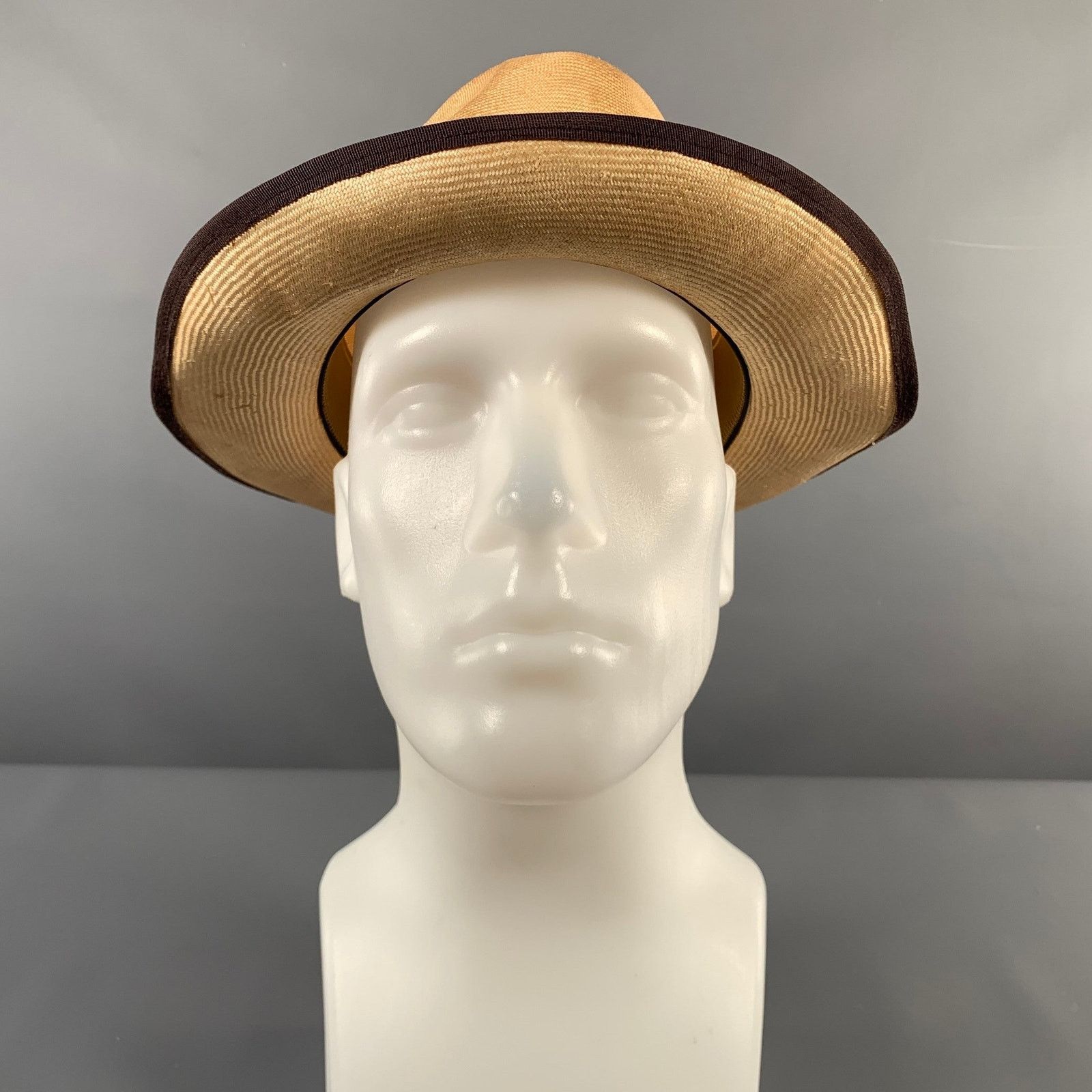 Vintage VINTAGE Size 7 3/8 Beige Purple Woven Silk Straw Hats Size ONE SIZE - 2 Thumbnail