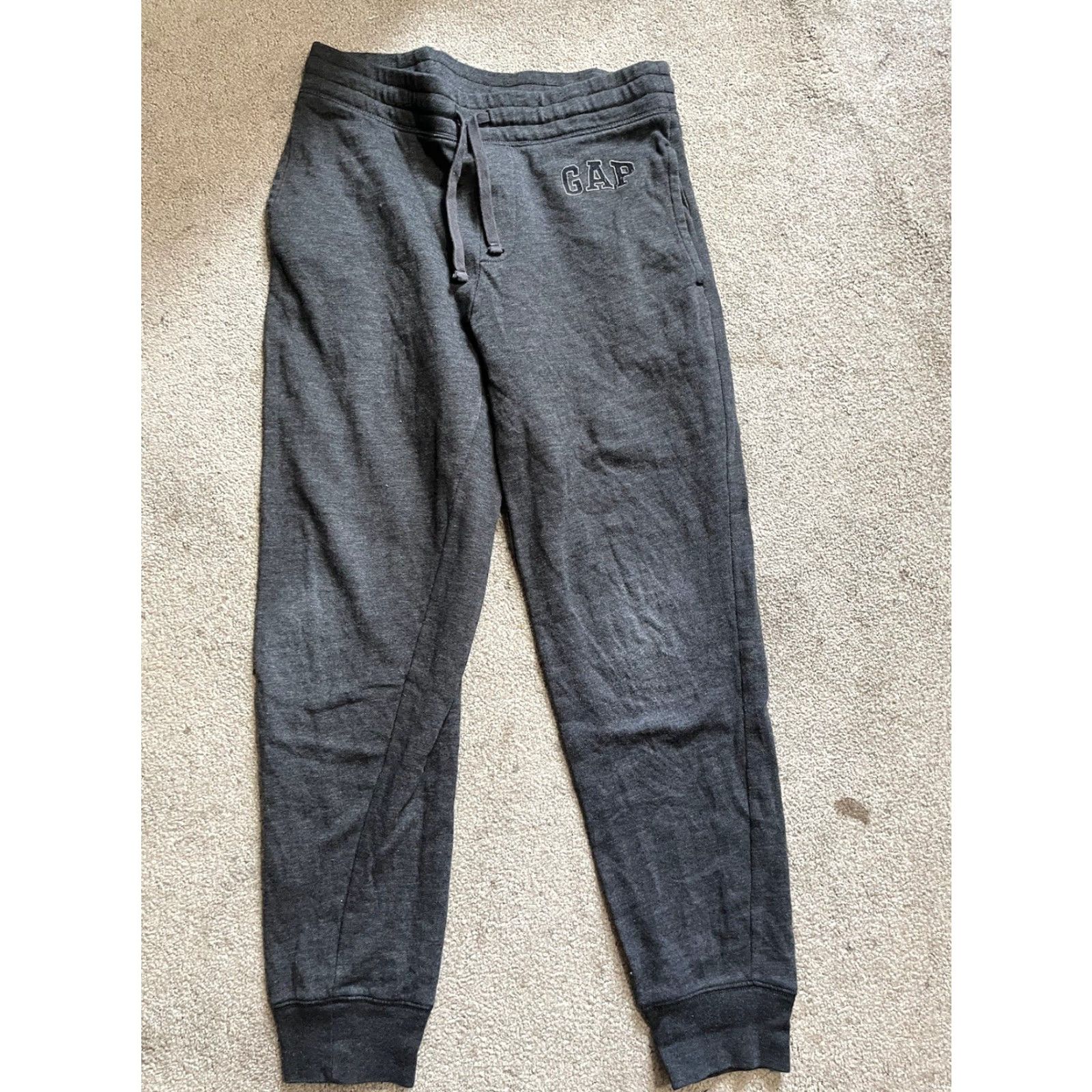 Gap Gap Men Sweatpants Size Small W/ Logo Solid Dark Gray Jogger Activewear PANTS Mens S Gray Logo Size US 29 - 2 Thumbnail