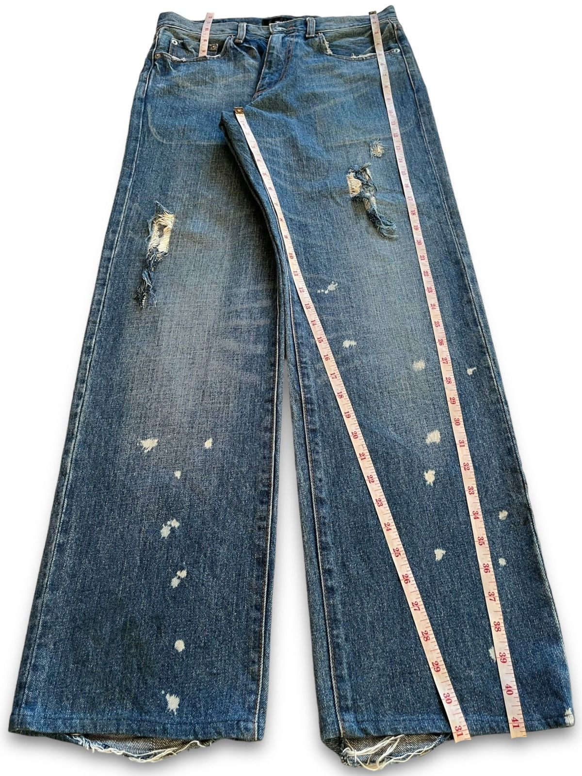 Japanese Brand Vintage Japanese Brand Paint Splatter Distressed Baggy Jeans Size US 31 - 11 Thumbnail