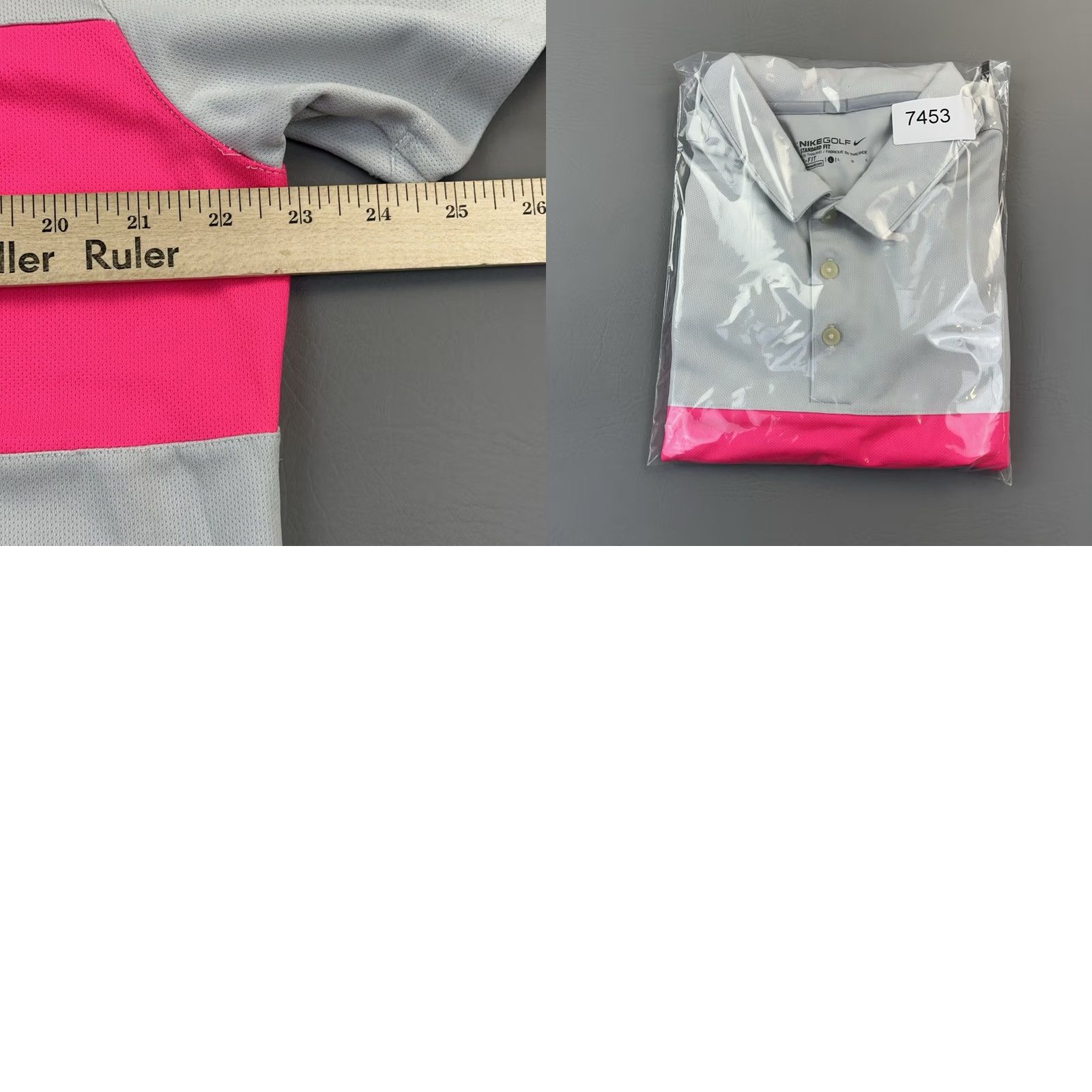 Nike Nike Golf Shirt Mens Large Gray Pink Breathe Colorblock Polo DriFit Standard Fit Size US L / EU 52-54 / 3 - 9 Thumbnail