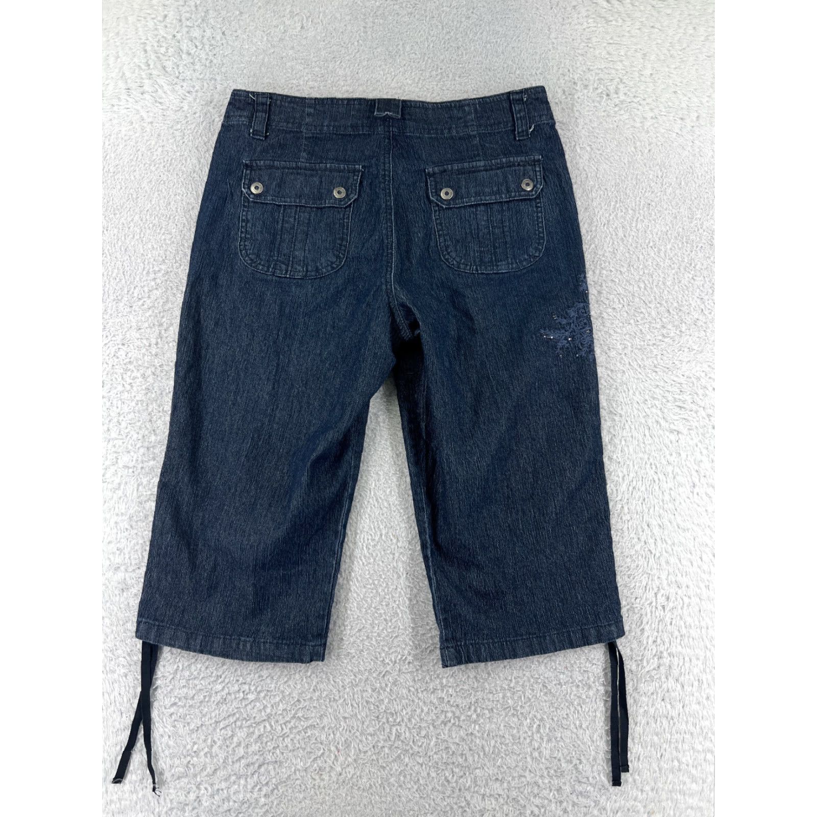 Vintage Buckle Shorts Womens 29 Blue Denim Capri Distressed Stretch 5-Pocket Casual Womens Size 29" - 2 Thumbnail