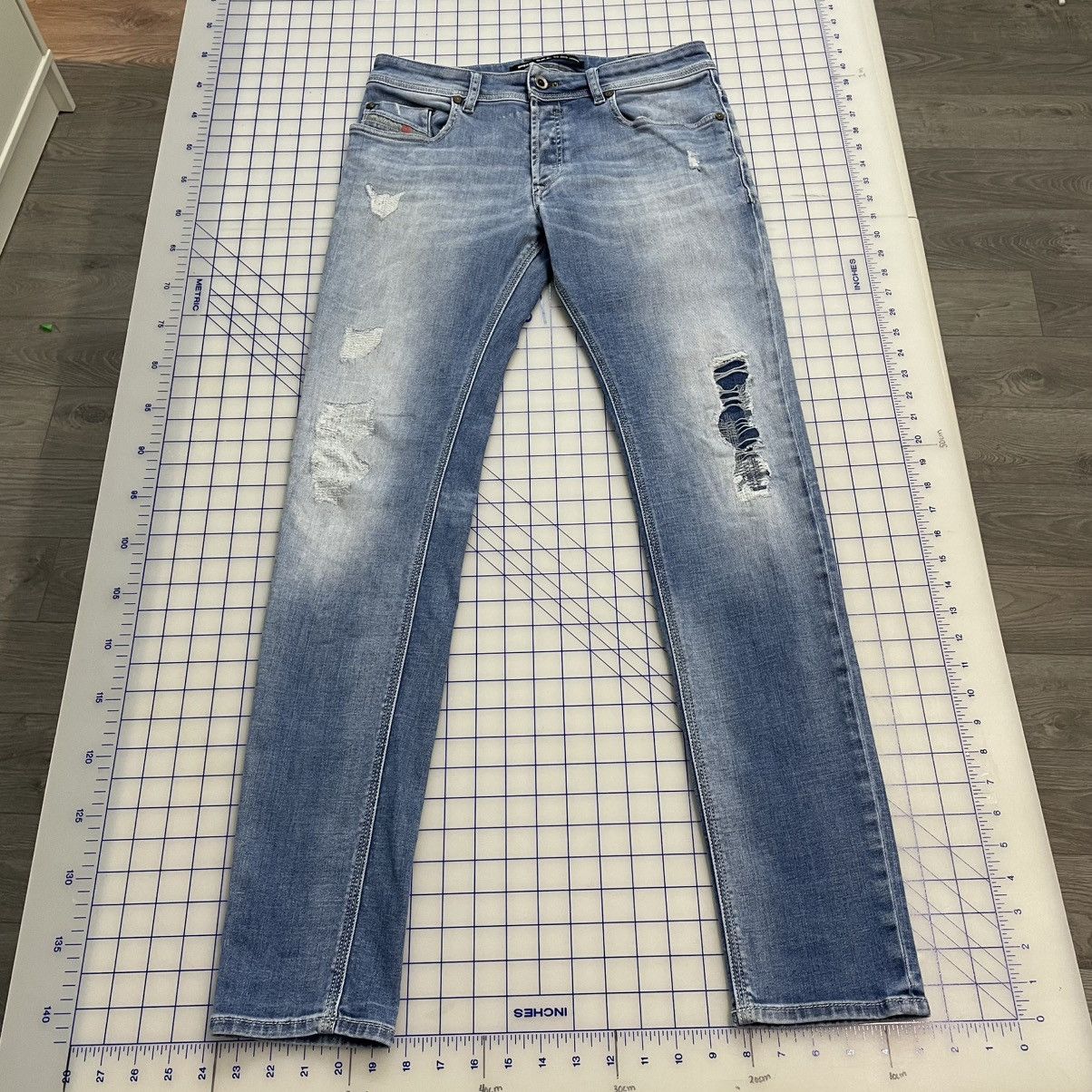 Diesel Diesel Sleenker Slim Skinny Jeans Light Wash Distressed Size US 29 - 2 Thumbnail