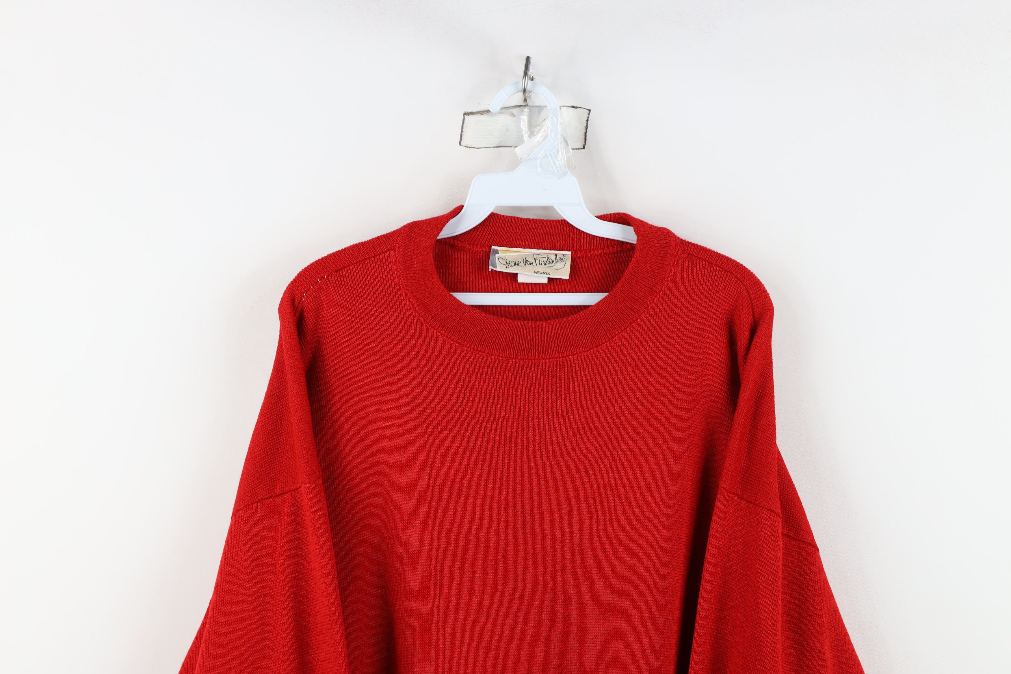 Diane von Furstenberg Vintage 90s Diane Von Furstenberg 3/4 Sleeve Sweater Red USA Size XL / US 12-14 / IT 48-50 - 2 Thumbnail
