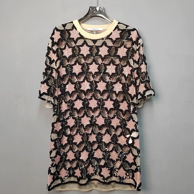 Givenchy Givenchy Size40 00090 Sequin Cut-Out Short Sleeve Size 40 Size US M / EU 48-50 / 2 - 1 Thumbnail