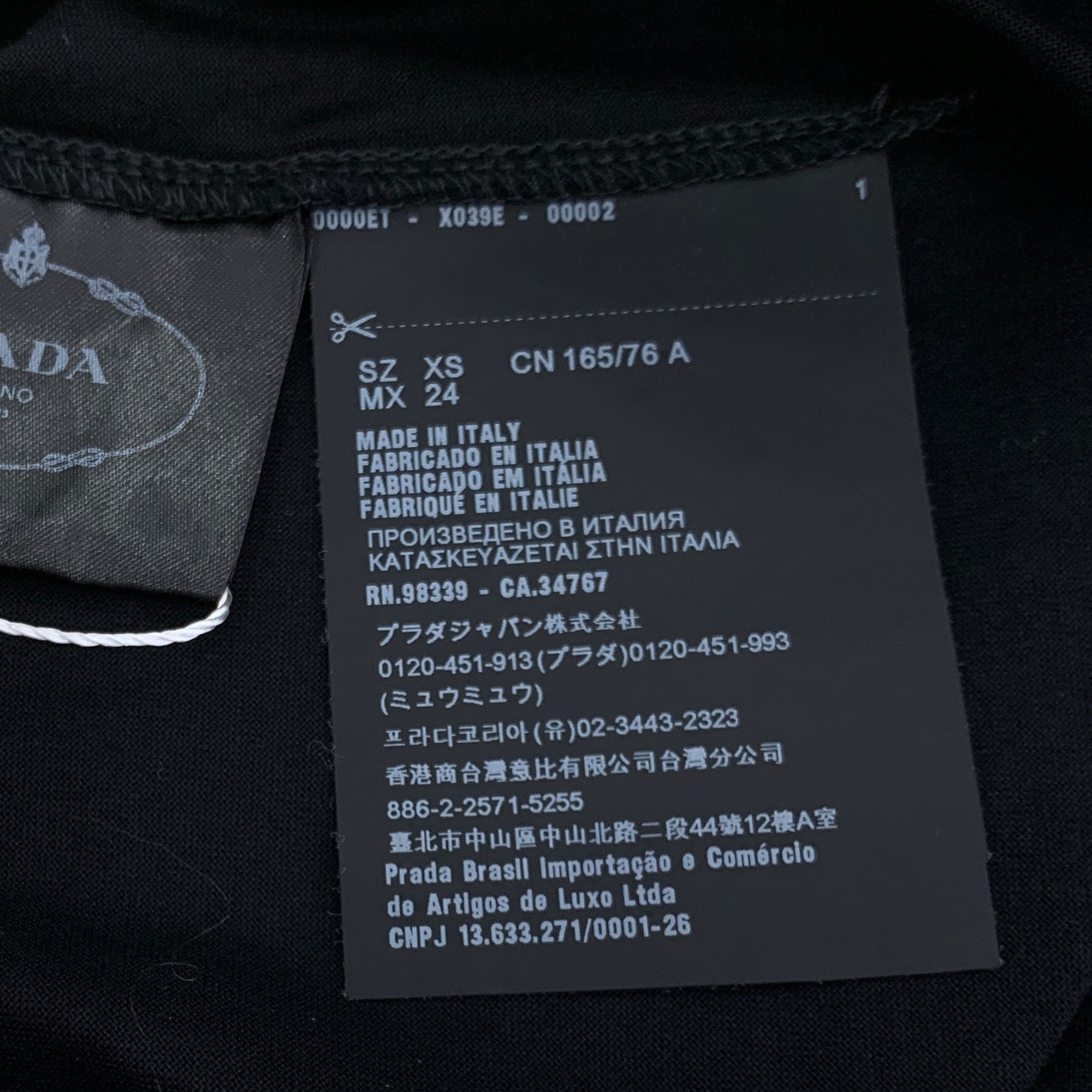 Prada Prada Black Floral Print Cotton Crew Neck Short Sleeve T-Shi Size XS / US 0-2 / IT 36-38 - 3 Thumbnail