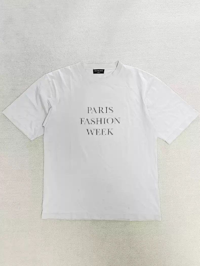 Balenciaga Fuzzy Letter Fashion Week Logo Short Sleeves