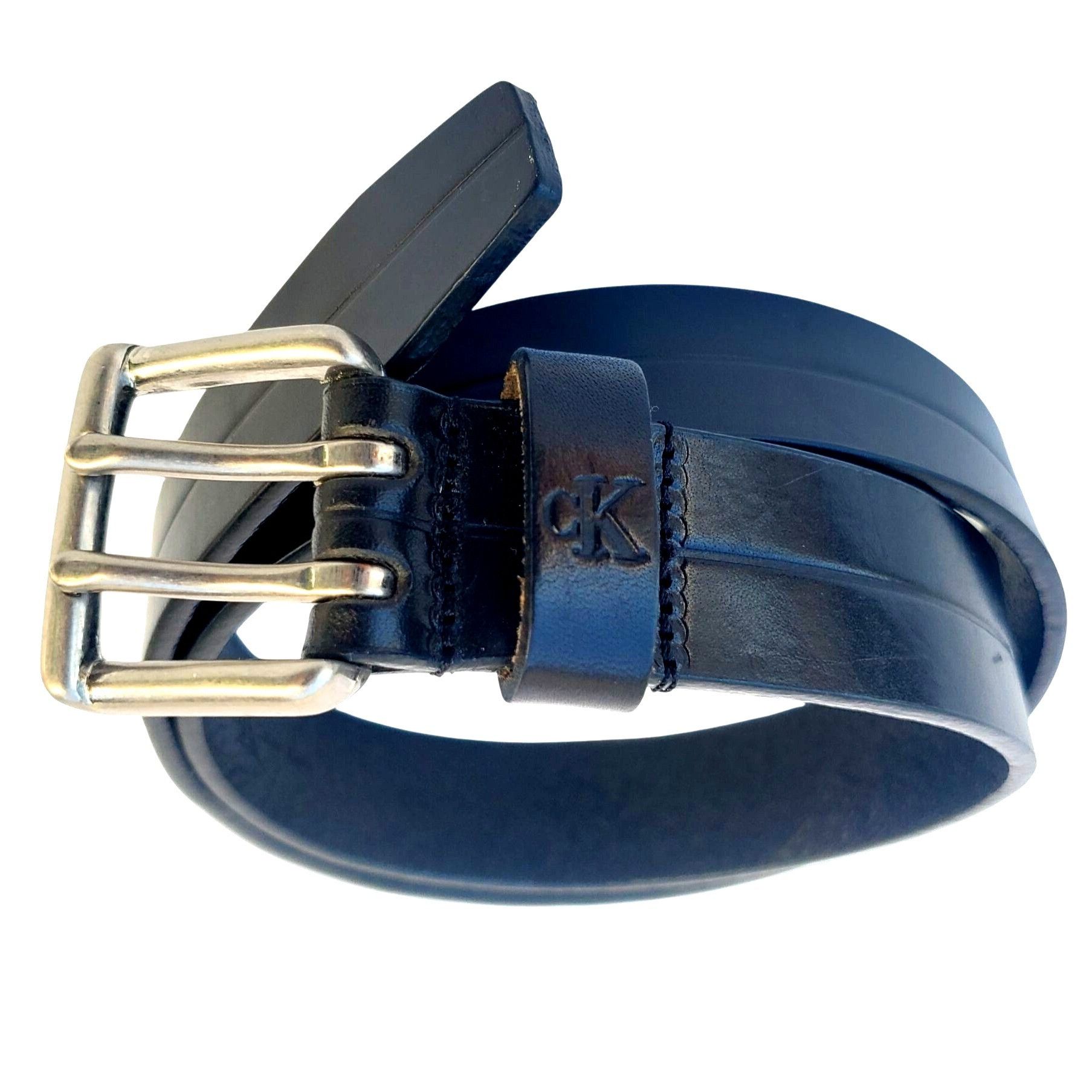 Calvin Klein Calvin Klein Black Leather Belt Double Prong Buckle Men Smal Size ONE SIZE - 1 Thumbnail