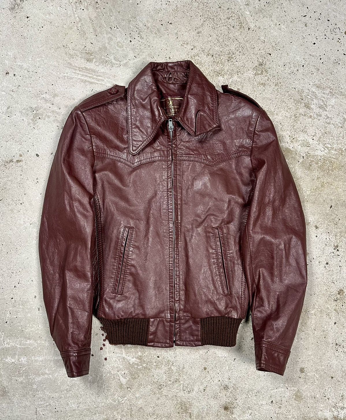 Other Vintage 90s Burgundy Genuine Leather Bomber Utility Jacket Size US XS / EU 42 / 0 - 1 Thumbnail
