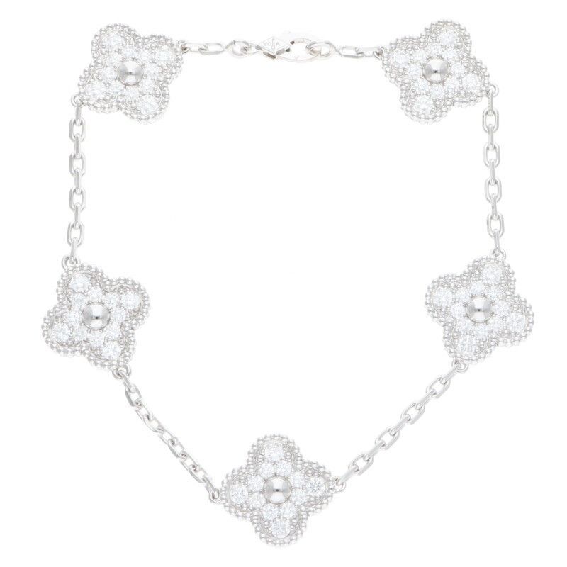 K18WG 5P Diamond Bracelet Vintage Alhambra VCARA41500