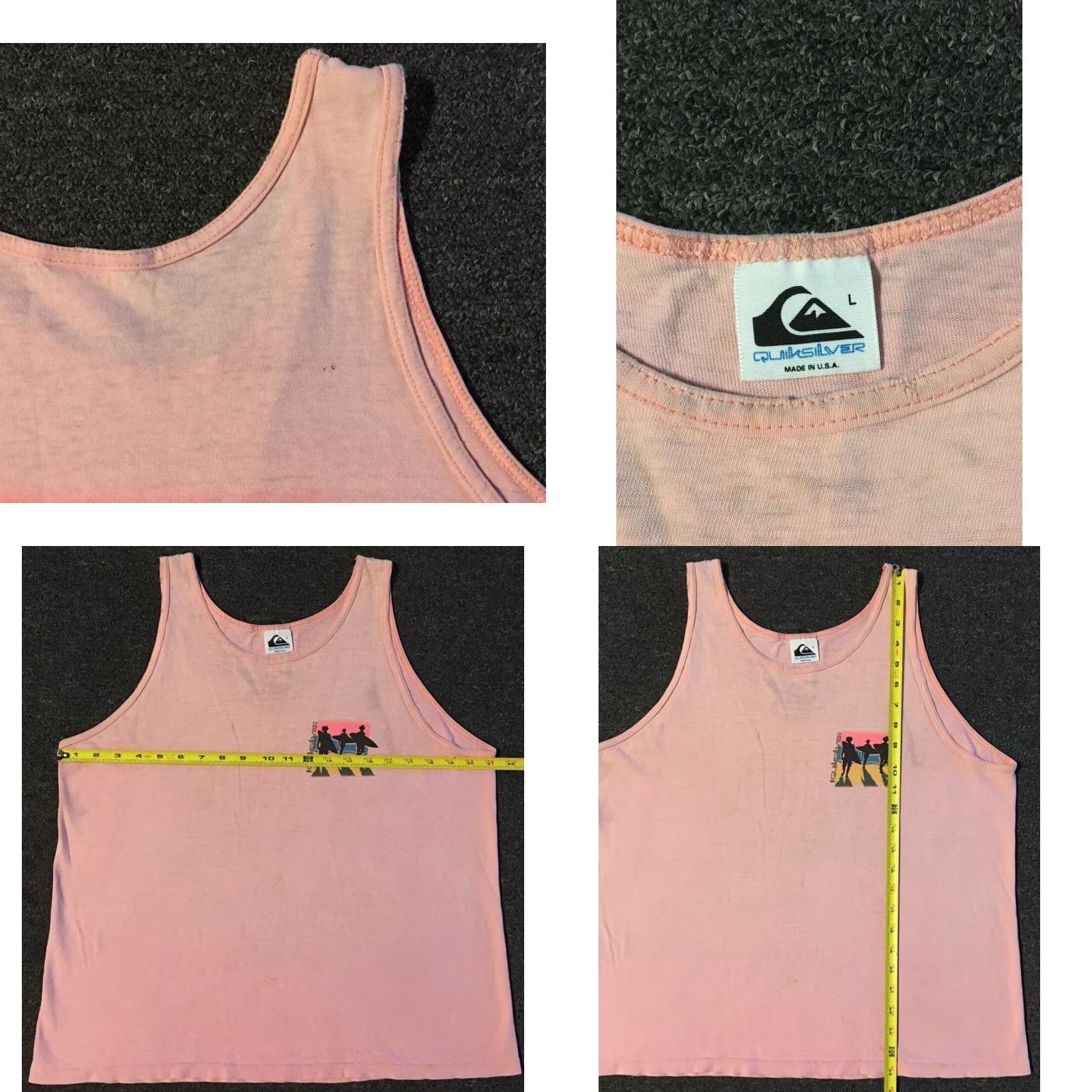 Quiksilver VINTAGE Quiksilver Tank Top Tee T-Shirt 80s 90s Beach Surf Grunge Pink S Men Graphic Tee Size US S / EU 44-46 / 1 - 11 Thumbnail