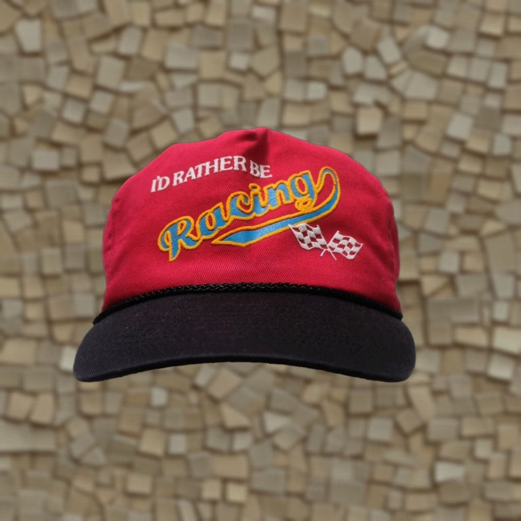 Vintage VINTAGE USA 80s 90s RACING FLAG FUNNY PUFF PRINT ADJUSTABLE BASEBALL HAT CAP ONESIZE Size ONE SIZE - 1 Thumbnail