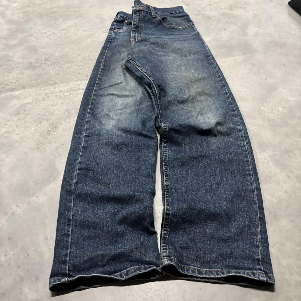 Japanese Brand × Vintage Crazy Vintage Y2K/2000s Faded Dark Wash Grunge Denim Jeans! Size US 32 / EU 48 - 3 Thumbnail