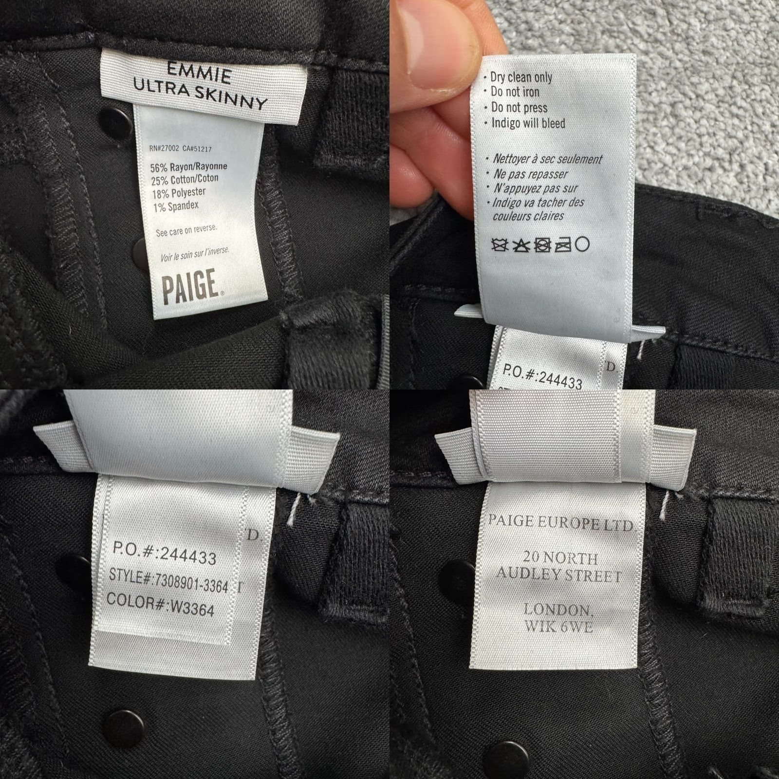 Paige Paige Emmie Ultra Skinny Jeans Womens 30 Black Coated Button Fly Stretch Denim Size 30" / US 8 / IT 44 - 8 Thumbnail