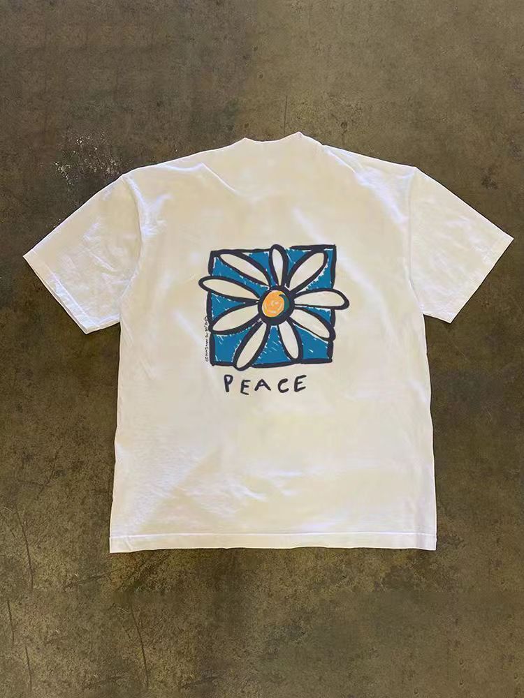 Japanese Brand White casual retro floral print t-shirt Size US M / EU 48-50 / 2 - 1 Thumbnail