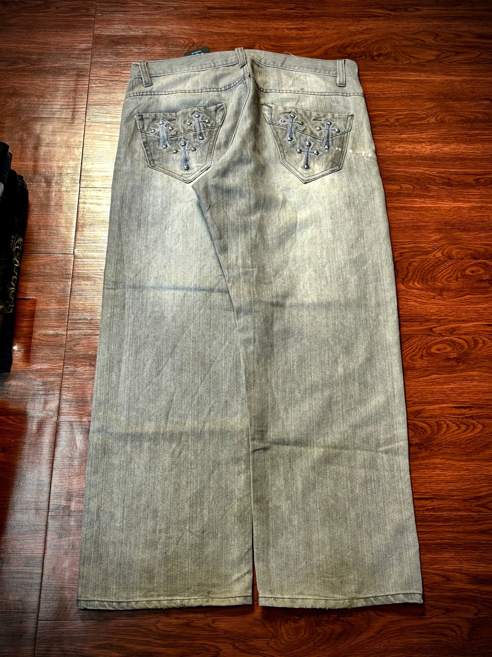Avirex × Ed Hardy Vintage Y2K Avirex Gray Wash Cross Back Hit Logo Denim Pants Size US 36 / EU 52 - 1 Thumbnail