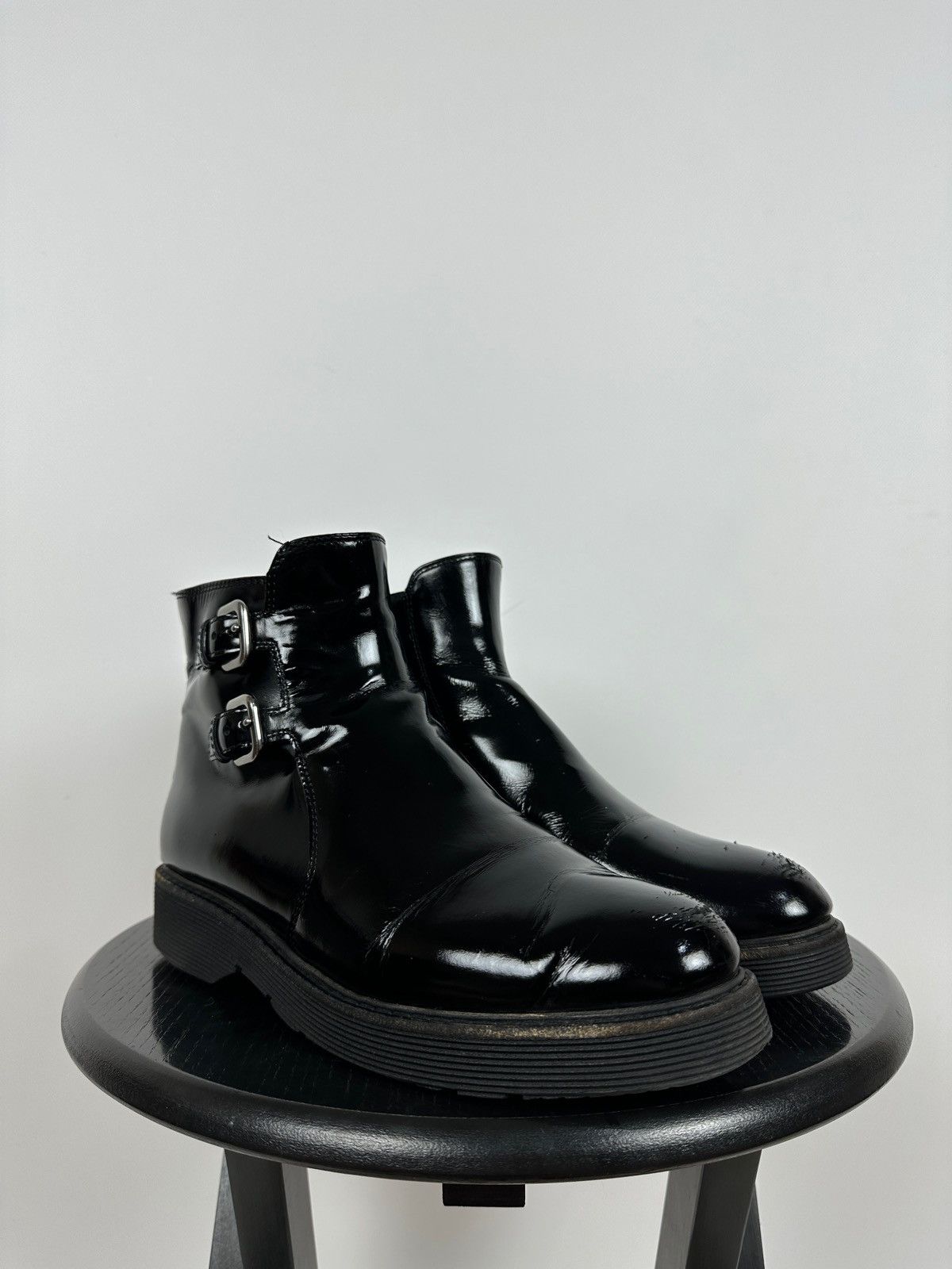 Prada Women’s Prada Black Patent Leather Ankle Boots Size US 9.5 / IT 39.5 - 5 Thumbnail