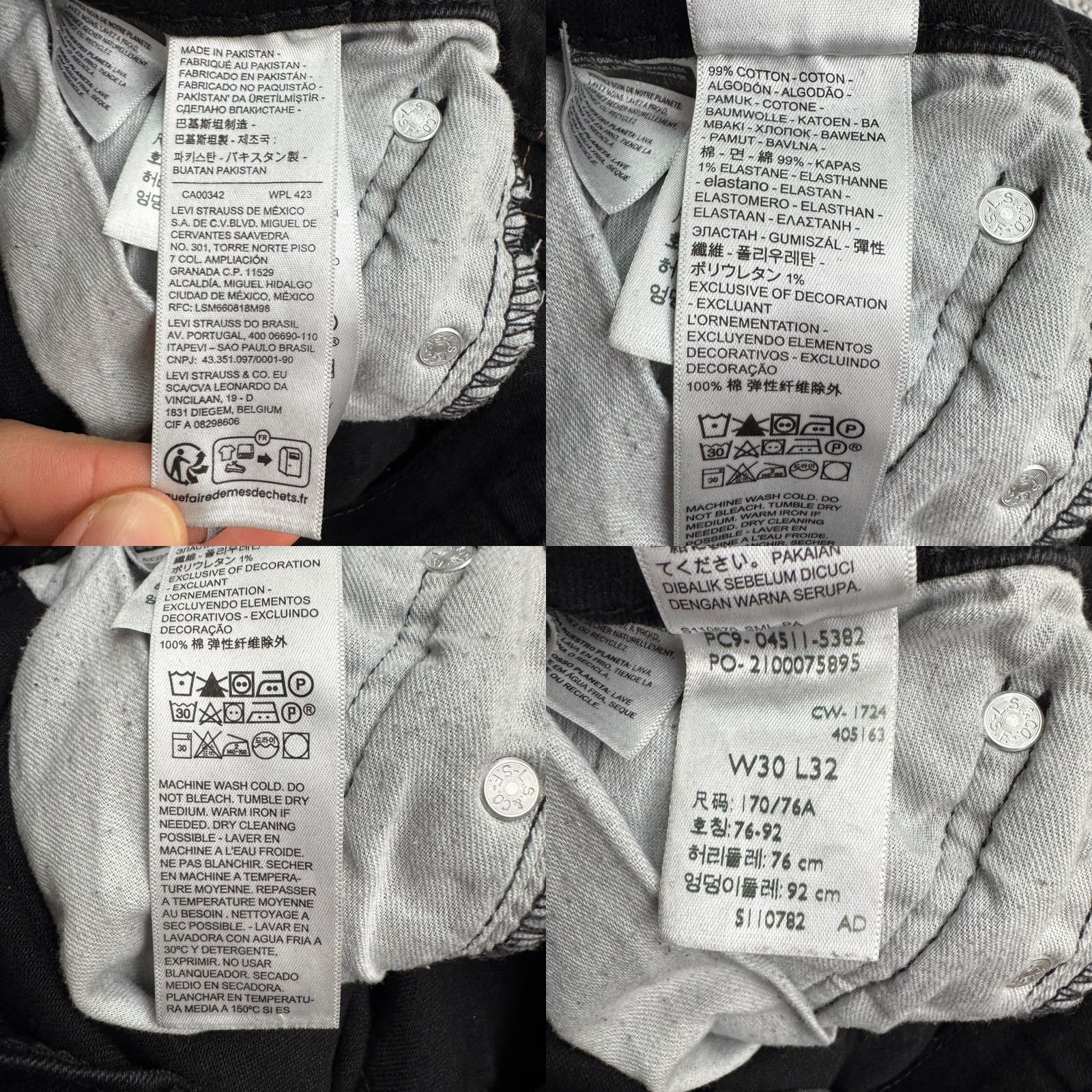 Levi's Levi's 511 Slim Fit Jeans Mens 30x32 Black Cotton Denim Straight 5-Pocket USA Streetwear Size US 30 / EU 46 - 8 Thumbnail