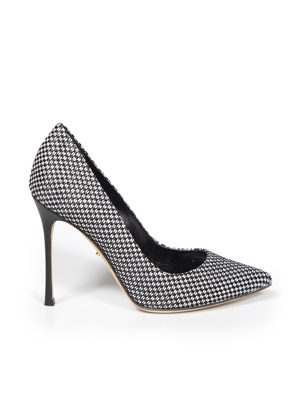 image of Sergio Rossi Black Weave Pattern Pointed Heel Shoes, Women's (Size 5)