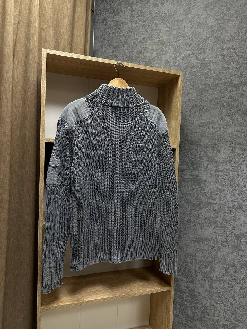 Vintage Vintage Avant Garde Gray Ribbed Knit Zip Sweater Size US L / EU 52-54 / 3 - 8 Thumbnail