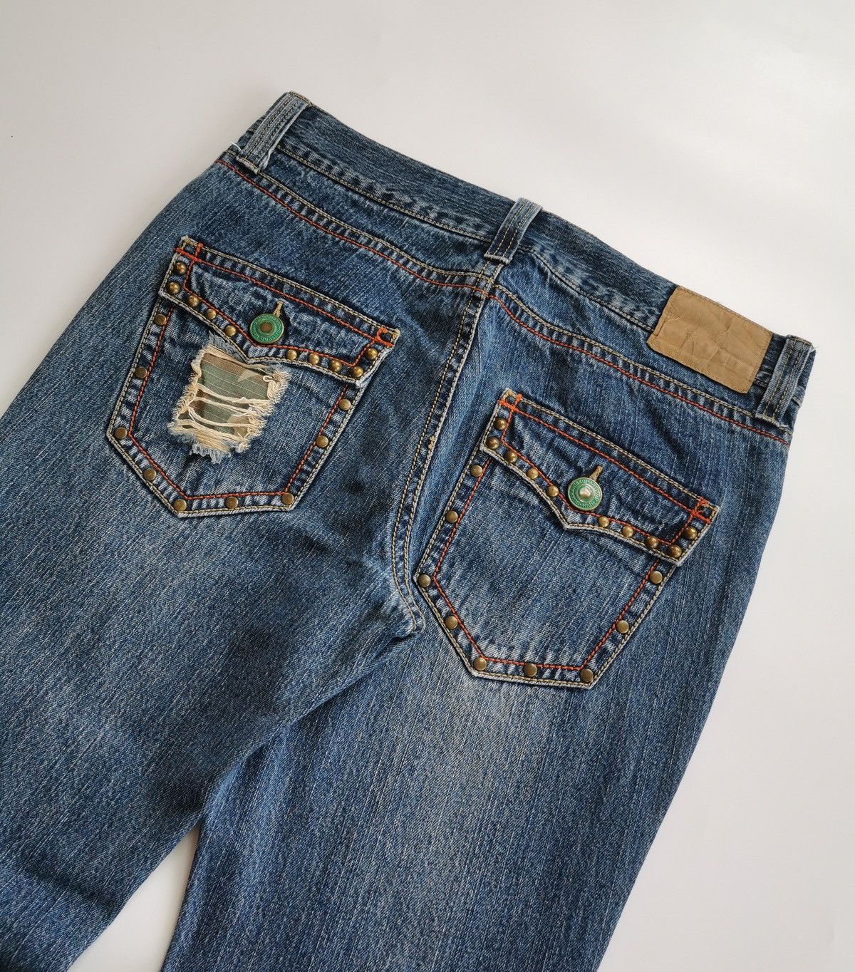 Japanese Brand Unbrand Japan Bootcut Camo Patchwork Repaired Jeans Size US 33 - 6 Thumbnail