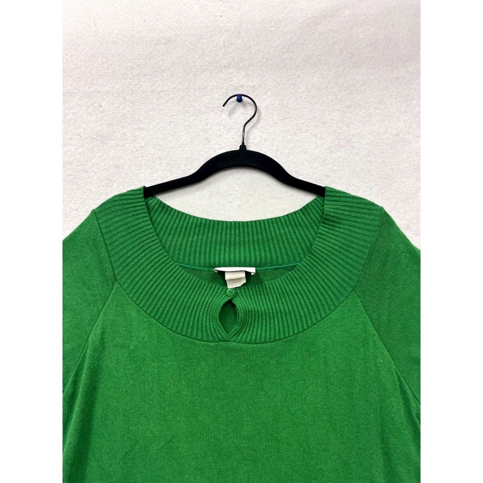 Vintage Kari New York Green Short Sleeve Sweater Top Keyhole Neck L Womens Sweat er? Size L / US 10 / IT 46 - 5 Thumbnail
