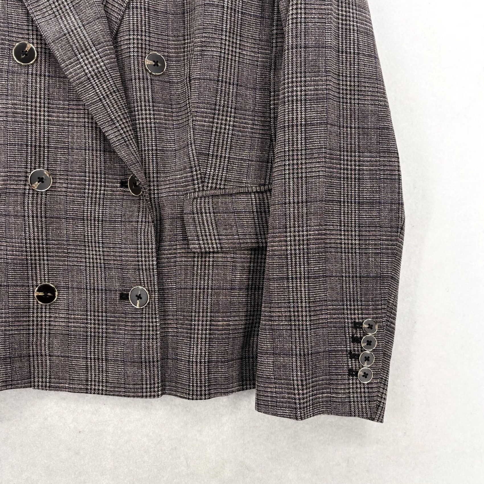Ann Taylor Ann Taylor Blazer Womens 14 Gray Plaid Double Breasted Work Jacket Career Formal Size XL / US 12-14 / IT 48-50 - 3 Thumbnail