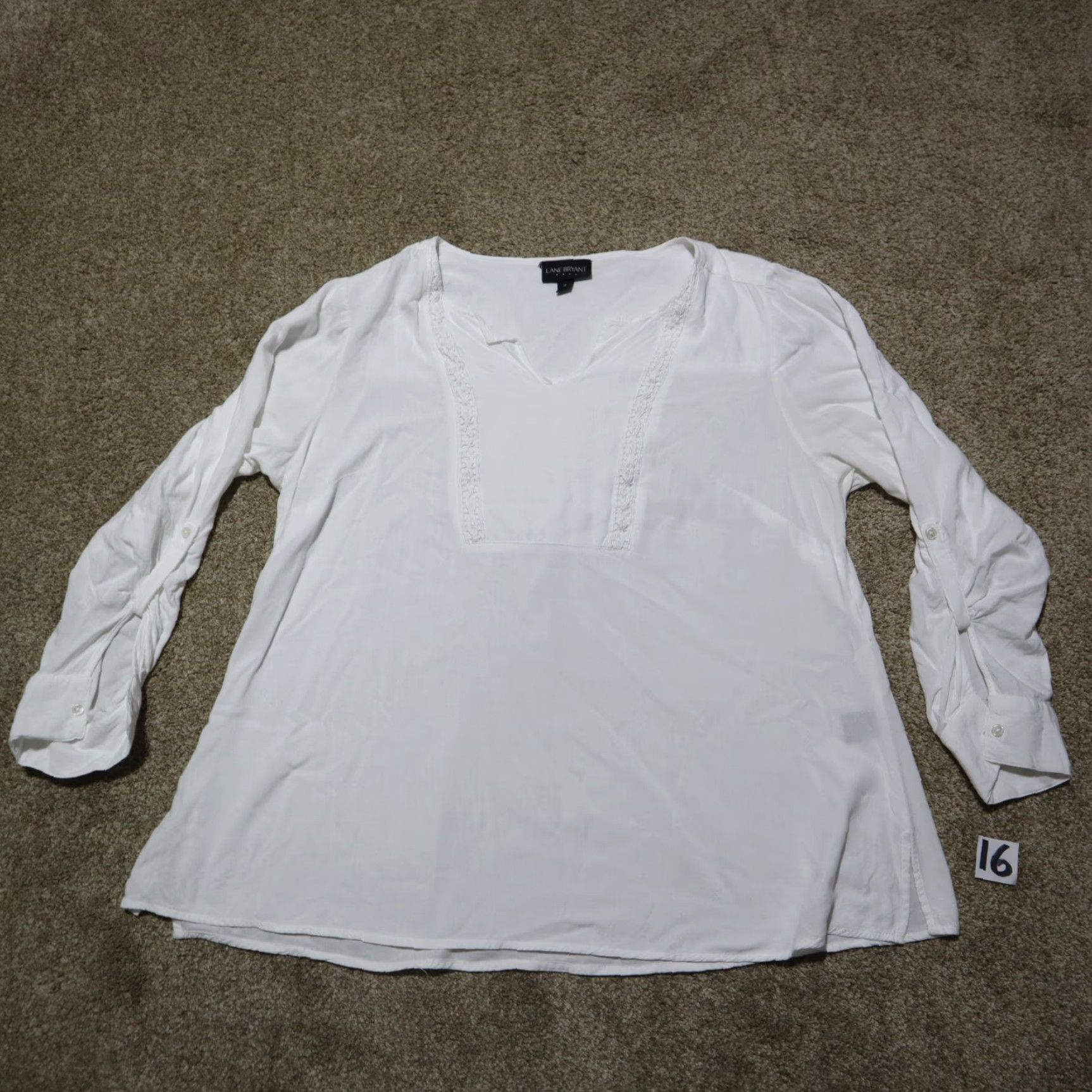 Vintage VINTAGE Lane Bryant Solid White Long Sleeve Blouse Adult Women's Size 14 Basic Mock Neck Size XL / US 12-14 / IT 48-50 - 2 Thumbnail