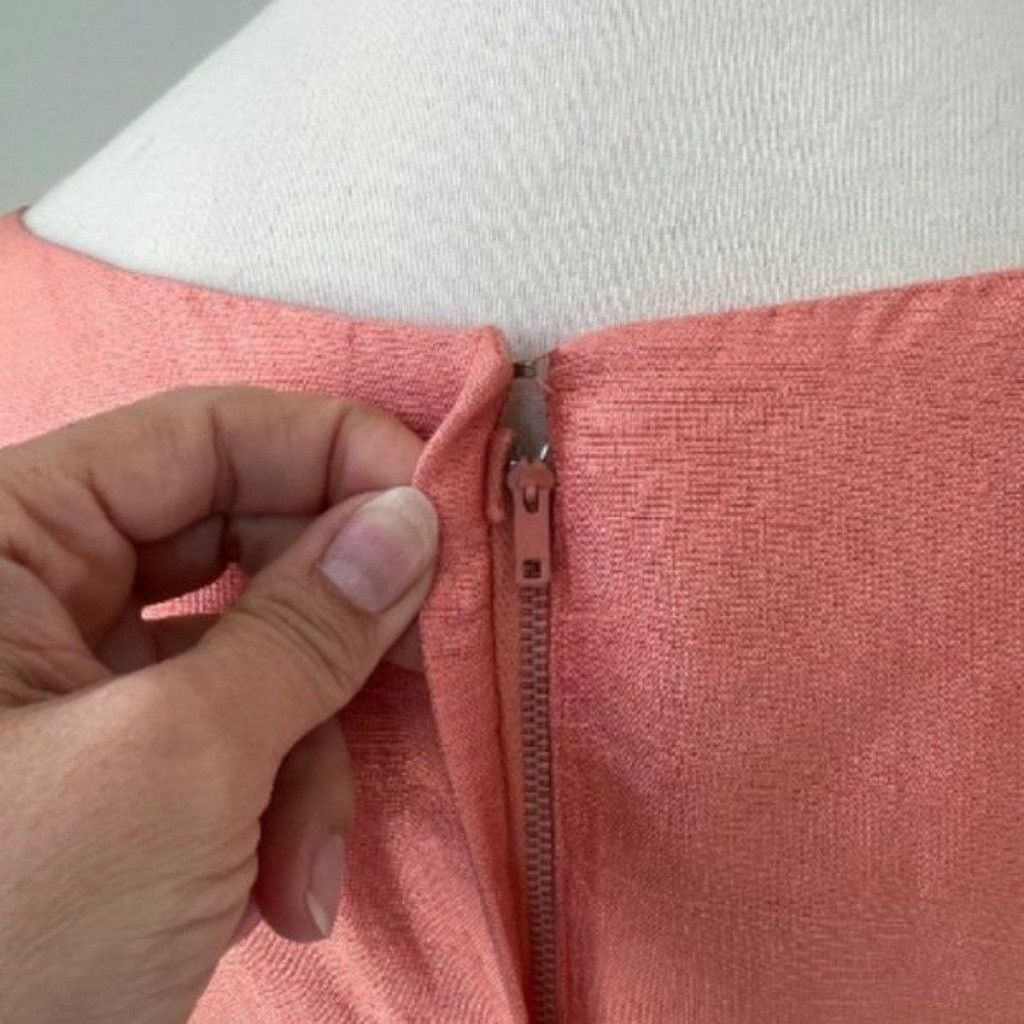Vintage Vintage 1950s Peach Silk Linen Short Sleeve Summer Dress Size L / US 10 / IT 46 - 6 Thumbnail