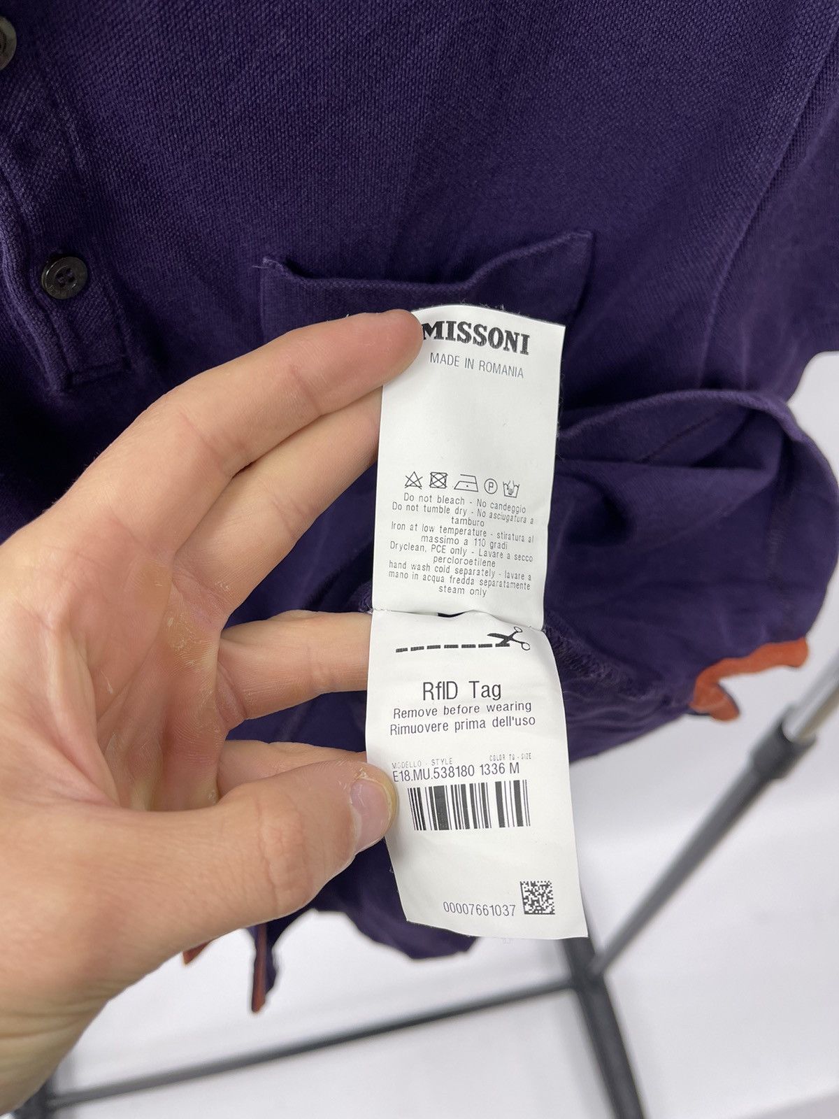 Missoni Mission Polo Shirt Size M Purple Logo Size US M / EU 48-50 / 2 - 6 Thumbnail