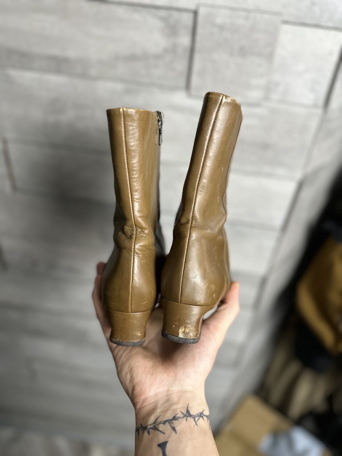 Prada Crazy Prada Vintage Leather Biker Boots Size US 8 / IT 38 - 5 Thumbnail